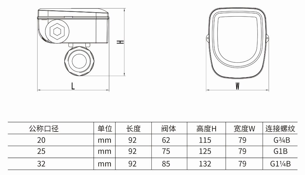 智能控制閥（NB-IoT）外形尺寸